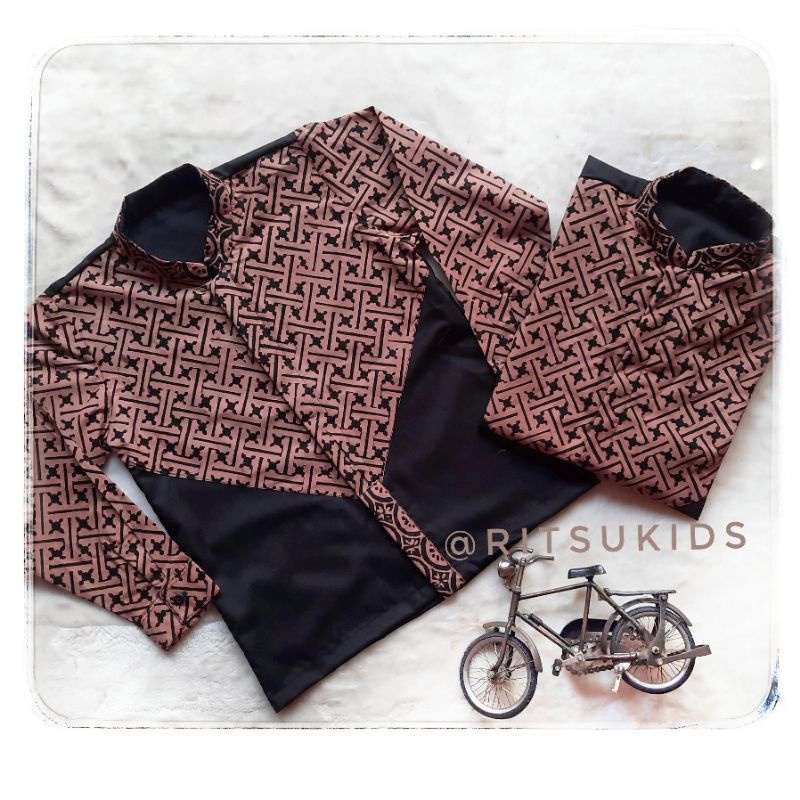 Kemeja couple batik ayah anak coksu hitam