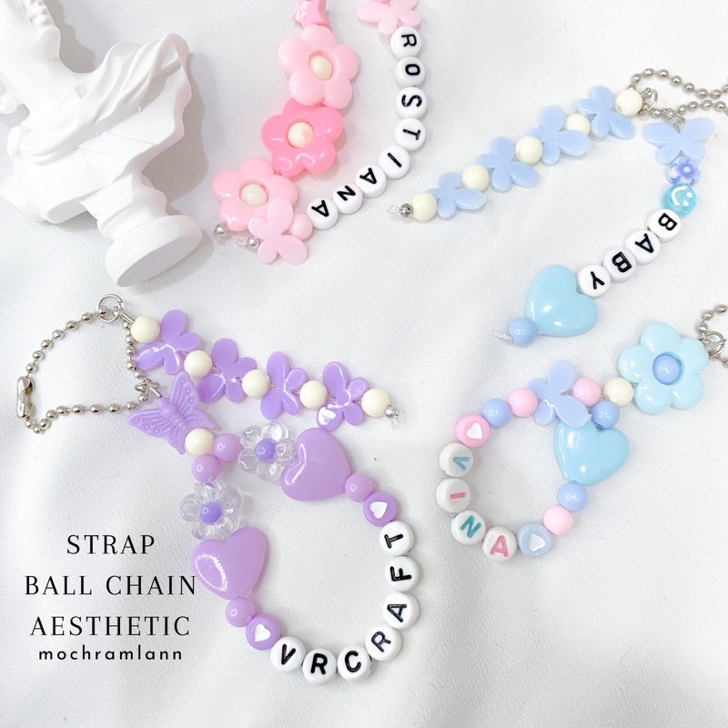 [ BISA CUSTOM | BACA DESKRIPSI ] Strap BALL CHAIN REQUEST NAMA | Gantungan Kunci / Keychain Custom