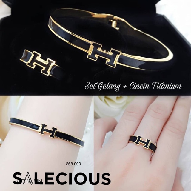 Set gelang cincin titanium