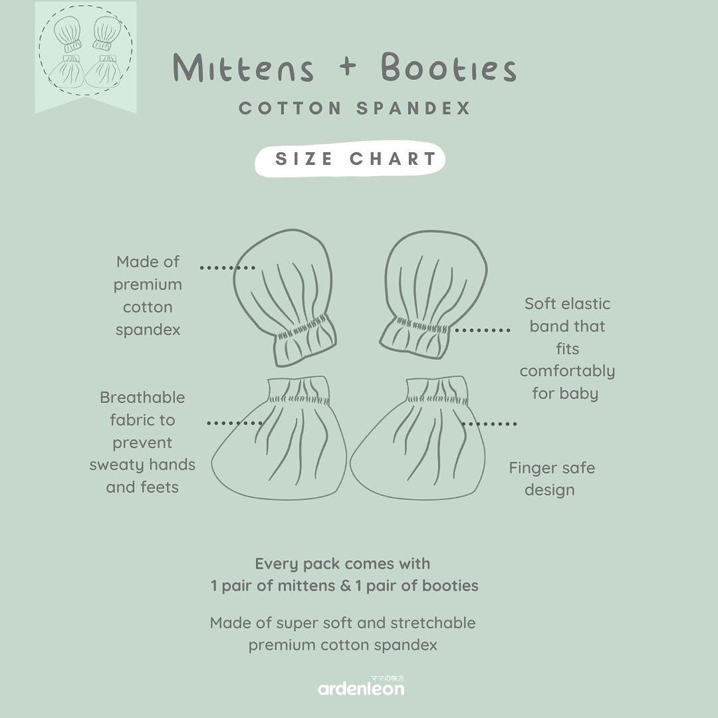 Ardenleon Mittens Booties (Spandex Series) / Sarung Tangan dan Sarung Kaki Bayi