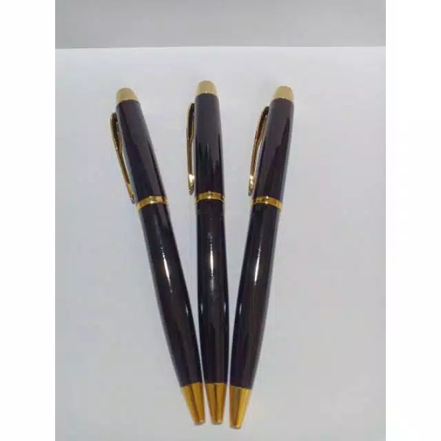 

Pen metal / Pen besi / Ballpoint / Pulpen stainless / BP 222 hitam clip gold