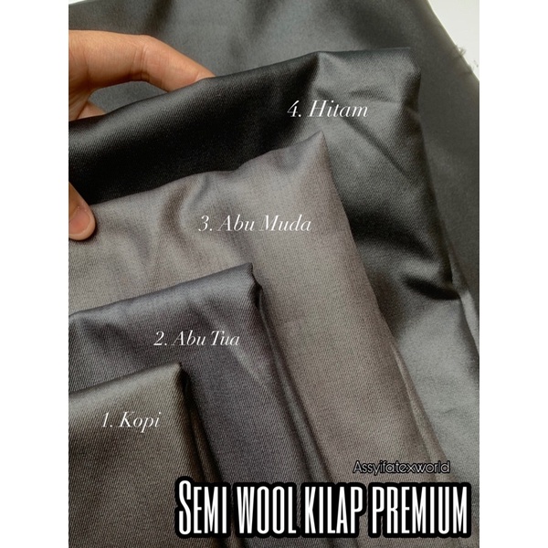 1/2 meter 0,5 m kain semiwool semi wool kilap premiuam jas pengantin jas pesta abu coklat kopi hitam
