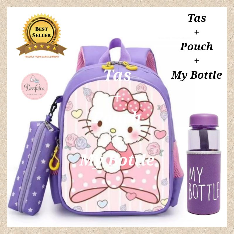 Tas Ransel Anak Perempuan Model Helo Kitty Bonus Botol Minum