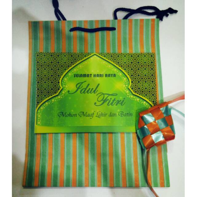 

Paper bag idul fitri 16x26xT33 tas kertas kaleng kue lebaran + sticker A5