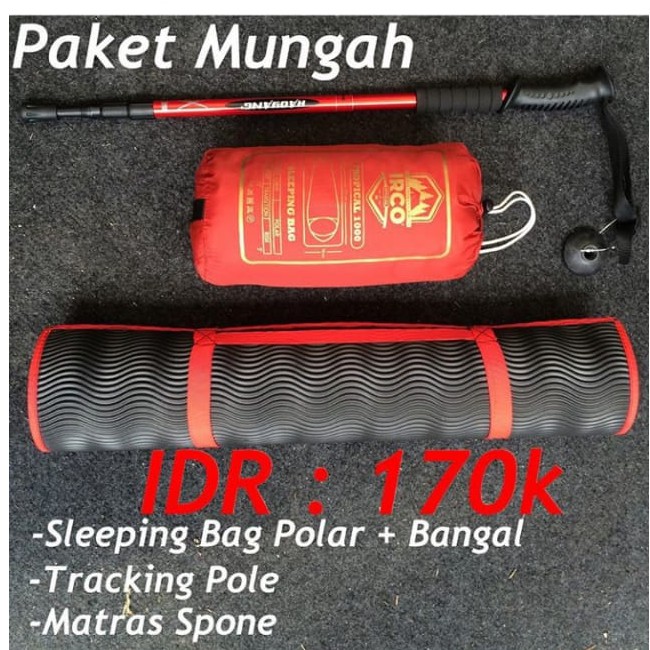 Promo paketan alat outdoor - paket mungah - paketan alat gunung - paketan alat hiking - sleeping bag