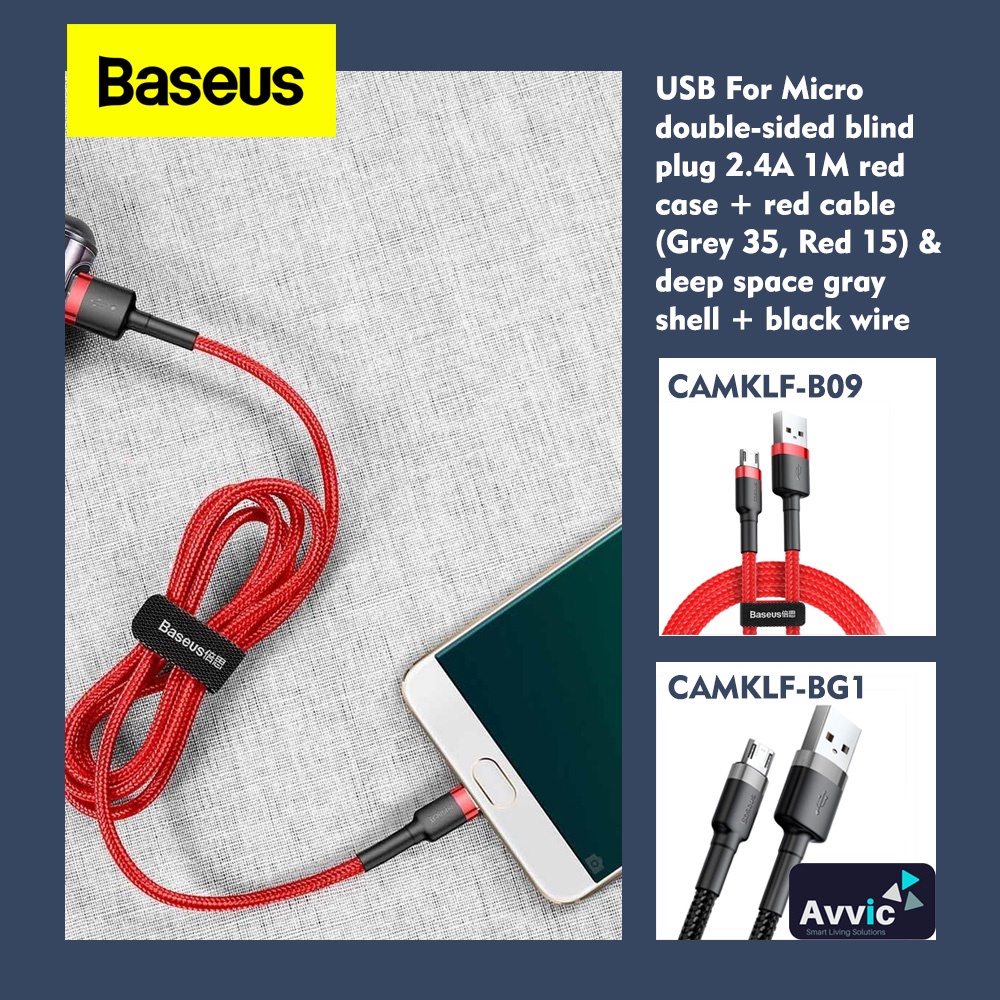 BASEUS Kabel Data USB For Micro Fast Charge Cafule Cable Charger 2.4A 1m