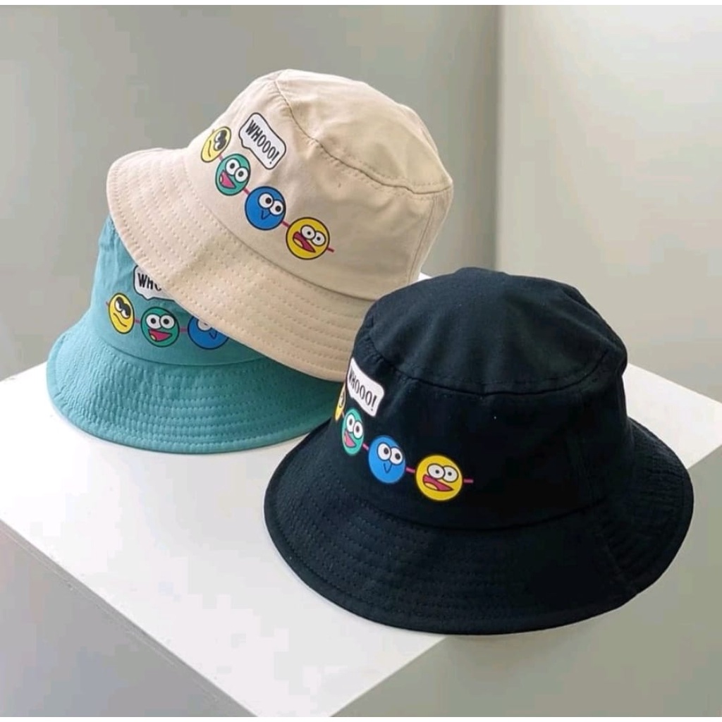 Topi Bucket Anak / Bucket Hats Lucu Motif Emot Whoo