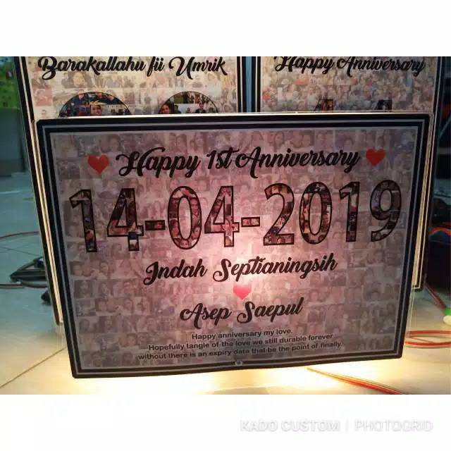 Lampu tidur hias foto mozaik tanggal hadiah gift kado custom ultah wisuda anniversary nikahan nikah