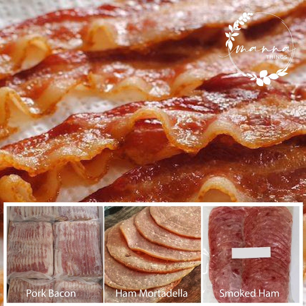 

Smoked pork bacon and Smoked ham