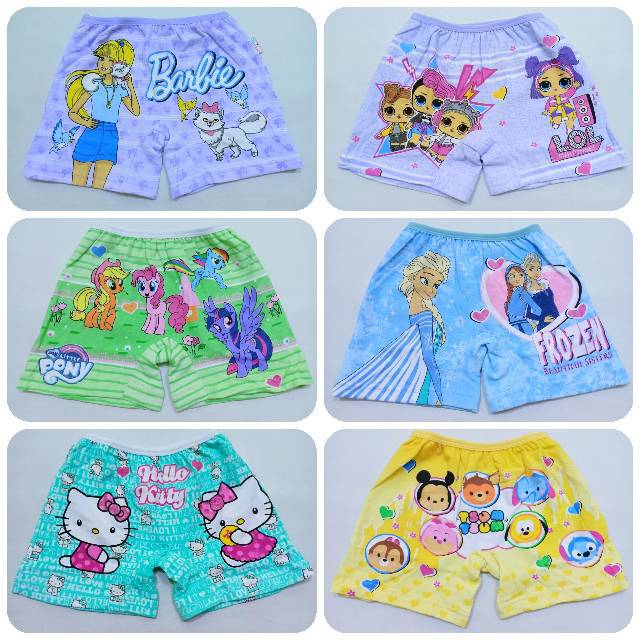 Celana dalam anak perempuan cd boxer anak cewek LOL Barbie Tsum2 Frozen Littlepony Hellokity Melody