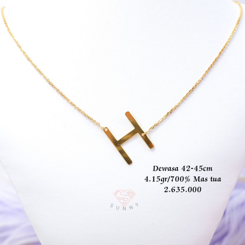 Kalung huruf emas asli kadar 375%/8k/700%