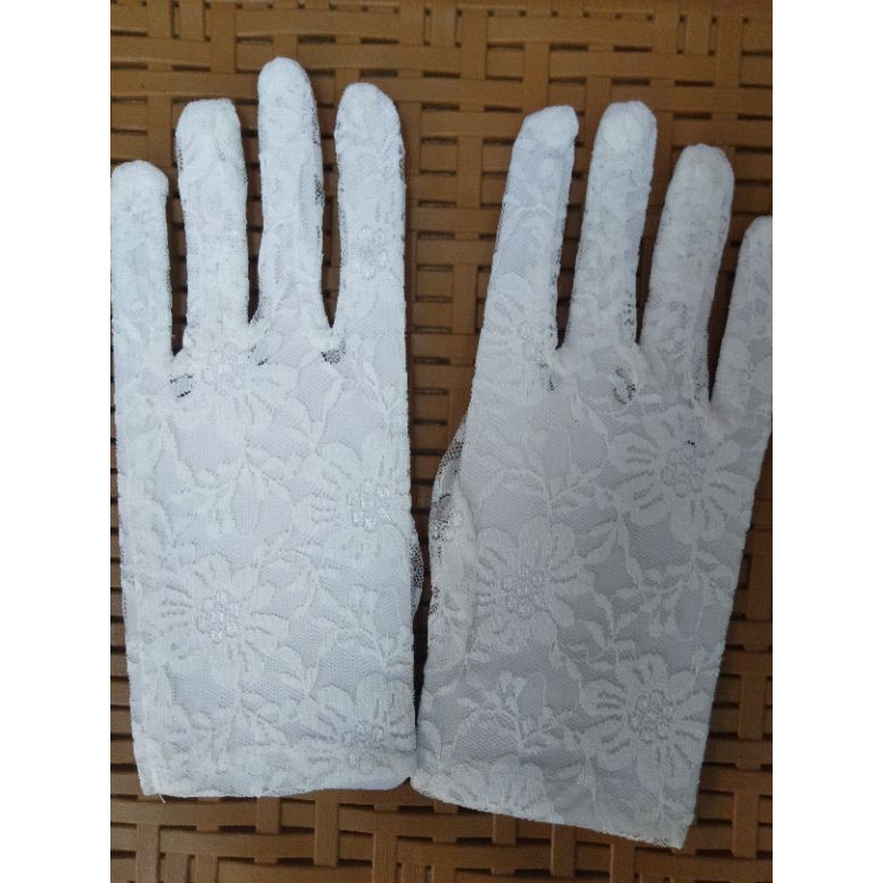 (BISA COD) Sarung Tangan Pengantin Brokat Pendek-Gloves Brokat Pendek