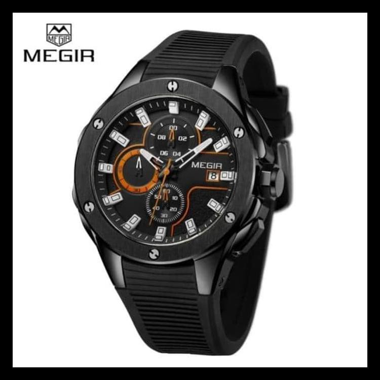 Megir 2053 Jam Tangan Pria Sport Watch Chronograph - Hitam Sale