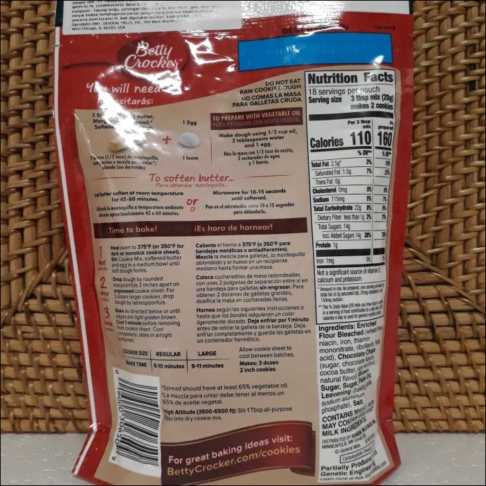 

BETTY CROCKER CHOCOLATE CHIP COOKIE MIX 496 GR
