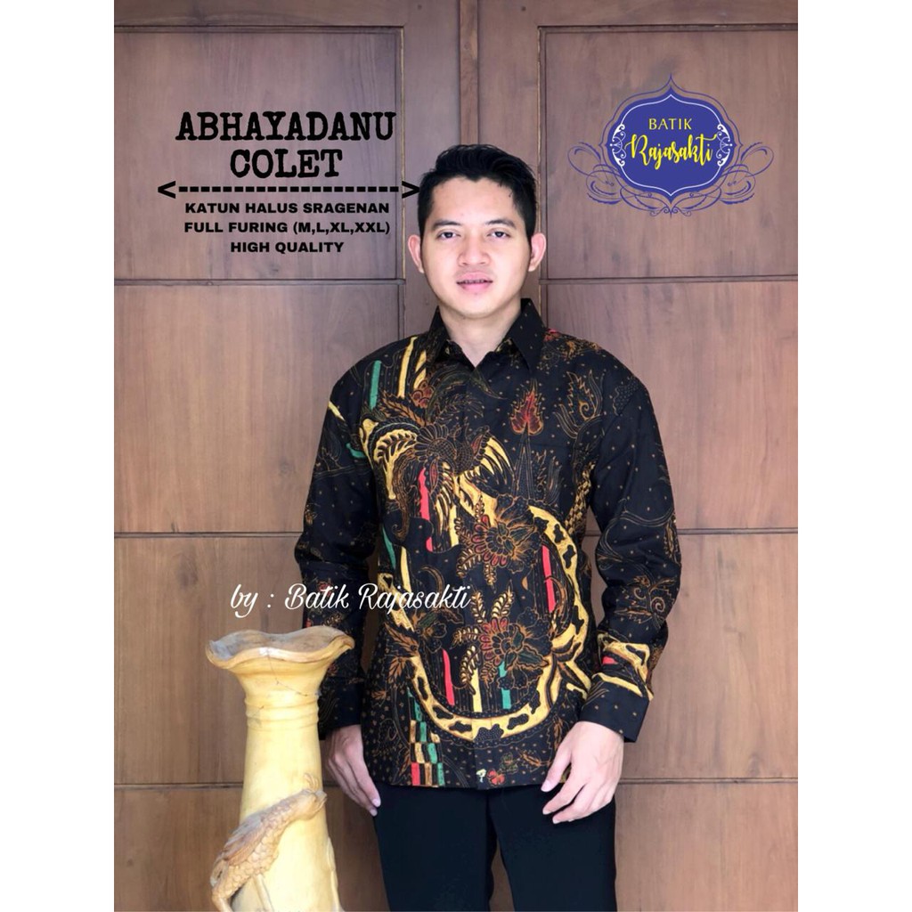 ABHAYADANU COLET RAJASAKTI KEMEJA BATIK SOLO PRIA LENGAN PANJANG LAPIS FURING ATASAN BATIK PREMIUM MODERN KATUN HALUS BAHUWIRYA  BANAMITRA BANAMITRA PUTIH BANGSAWAN BAYU PUTRA BERLIAN BIRU BHARATAYUDA BIMASENA BIRENDRA BIRU INDAH BRAHMAKERTA BRAHMAKERTA