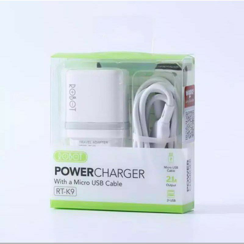 Robot RT-K9 RTK9 Charger Adaptor 2 Port Dapat Kabel Micro USB Android