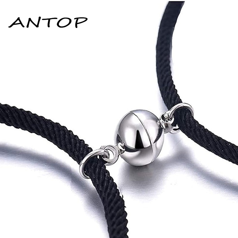 2 Pcs Gelang Cinta Pasangan Tali Kepang Magnetik Gaya Cina Untuk / Pria / Wanita ANTOP