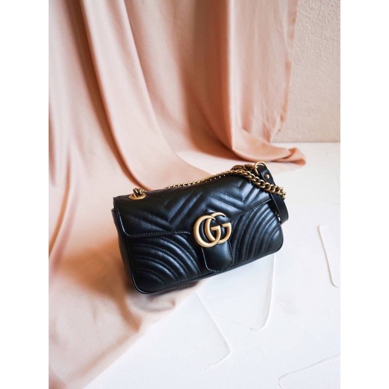 bag Gucci tas Marmont Small Flap in Black GHW