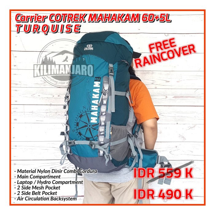 Carrier Tas Gunung COTREK MAHAKAM 60L Free Raincover