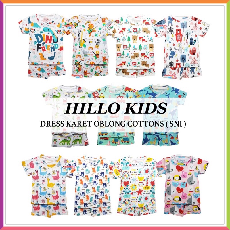 ❤ Fashionbabies ❤ HILLO KIDS COTTON SET | SETELAN PENDEK OBLONG KATUN ANAK 1-6 TH