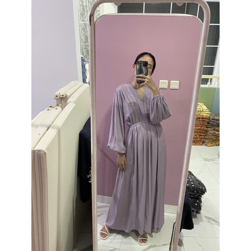 NABO - Kufnat Long Dress Lilac (Dress Panjang Bahan Rayon)