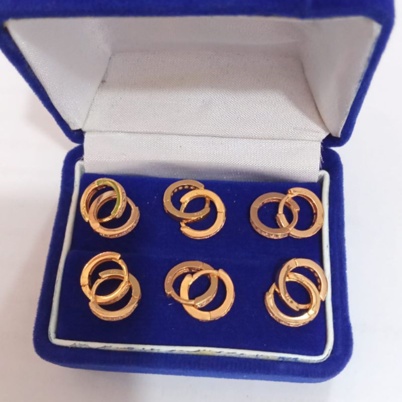 Anting donat mata baris, Perak 925, Sepuh emas kuning