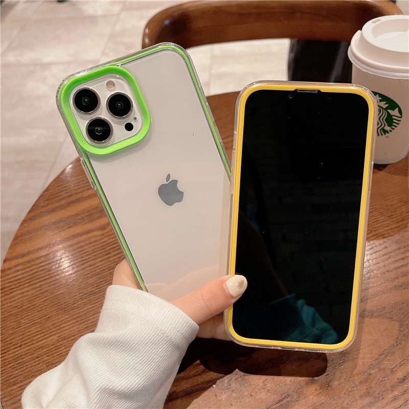 Soft Case Transparan Shockproof Warna Permen Untuk iPhone 13 Pro MAX 12 11 Pro MAX XR IX XS MAX i7 i8 Plus