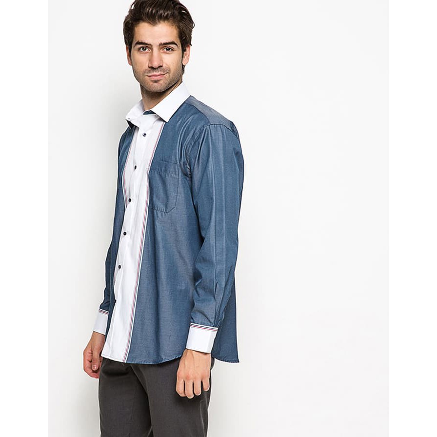 NEW JN KEMEJA LENGAN PANJANG NAVY PUTIH COLE