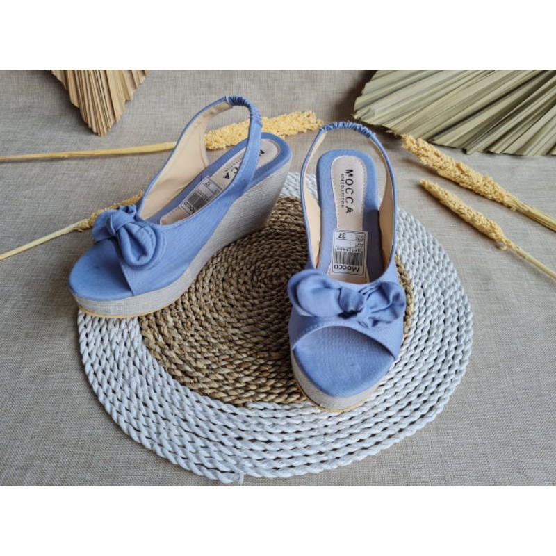 ABBUSHOES Ss 31-wedges jeans sandal tali wanita 7cm