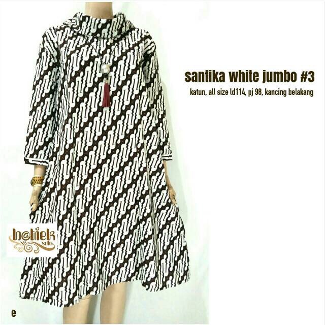 Tunik Santika White Jumbo #3 Batik Big Size Muslim Midi Kantor