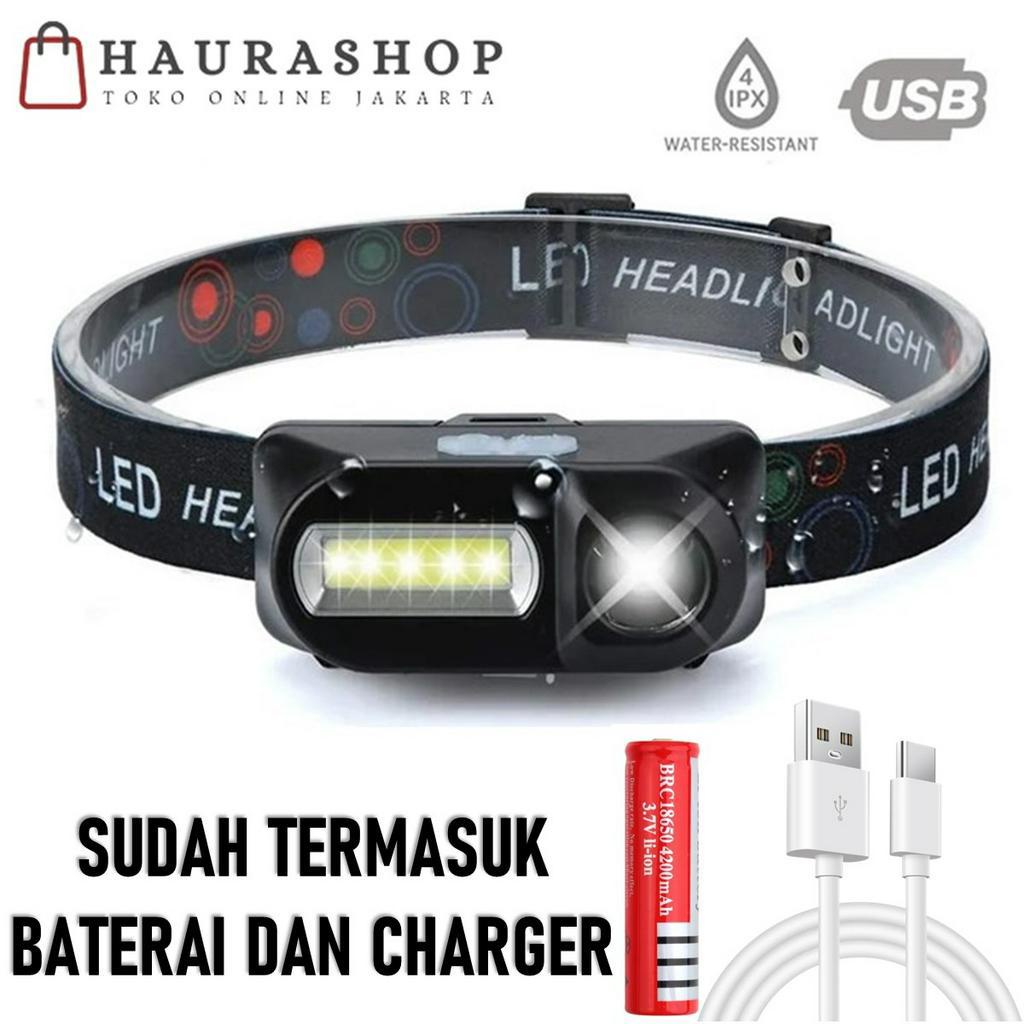 Senter Kepala Headlamp Flashlight Headlight LED 3 Modes