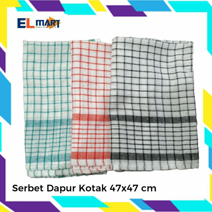 Kain Serbet Lap Dapur Lap Piring Lap Tangan Motif Kotak Serbaguna KL03