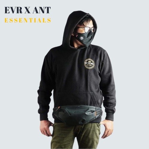 ☀ EVR X ANT ☀ Waist Bag Pria HYUGA - Tas Pinggang - Fanny Pack - Black Waistbag Pria Anti Air - waterproof