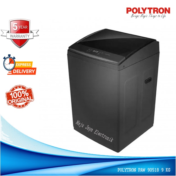 Mesin Cuci 1 Tabung POLYTRON PAW 90518 Belezza Full Otomatis 9 KG