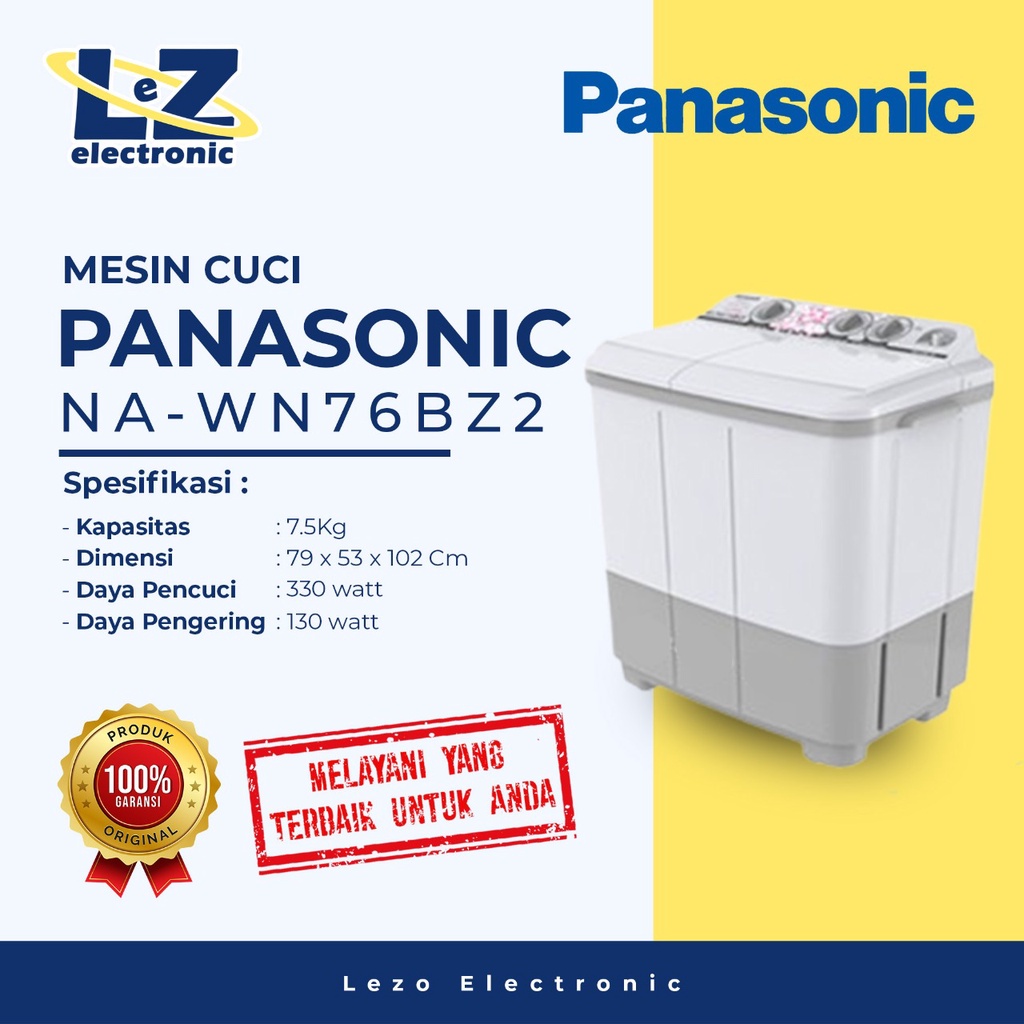 Mesin Cuci PANASONIC NA - WN76BZ2 2 Tabung 7,5 Kg 7.5 Kg 76