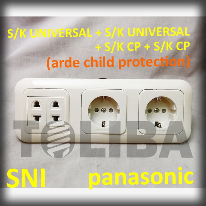 stopkontak double / stop kontak 4 lubang arde universal cp panasonic