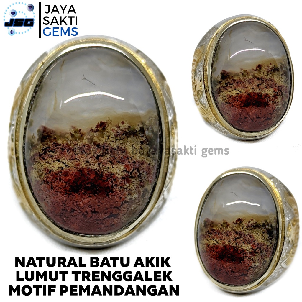 Natural Batu Akik Lumut Trenggalek Motif Pemandangan LT03