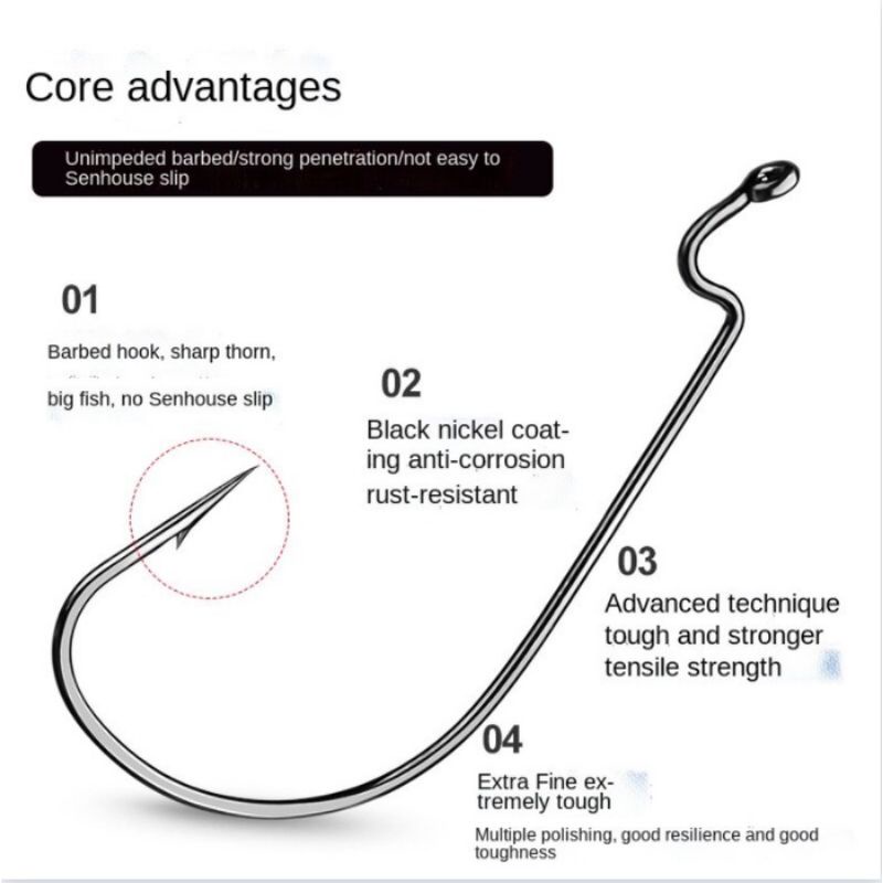 Worm Hook Heavy Class isi 10pcs - Kail Softlure Model BKK Wormhook