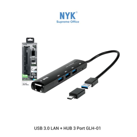 USB HUB 3.0 LAN + Type-C Combo 4 Port GLH-01 nyk original