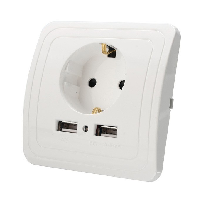 Grab medan Stop Kontak Dinding EU Plug dengan 2 USB Port - SCN2