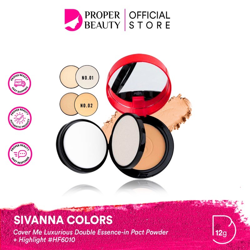 SIVANNA COLORS Cover Me Luxurious Double Essence-in Pact Powder + Highlight #HF6010 Thailand / Bedak