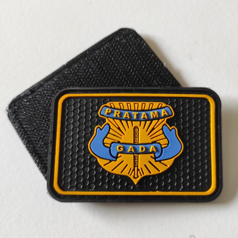 PATCH RUBBER LOGO GADA PRATAMA SECURITY SATPAM/TEMPELAN EMBLEM KARET PEREKAT VELCRO