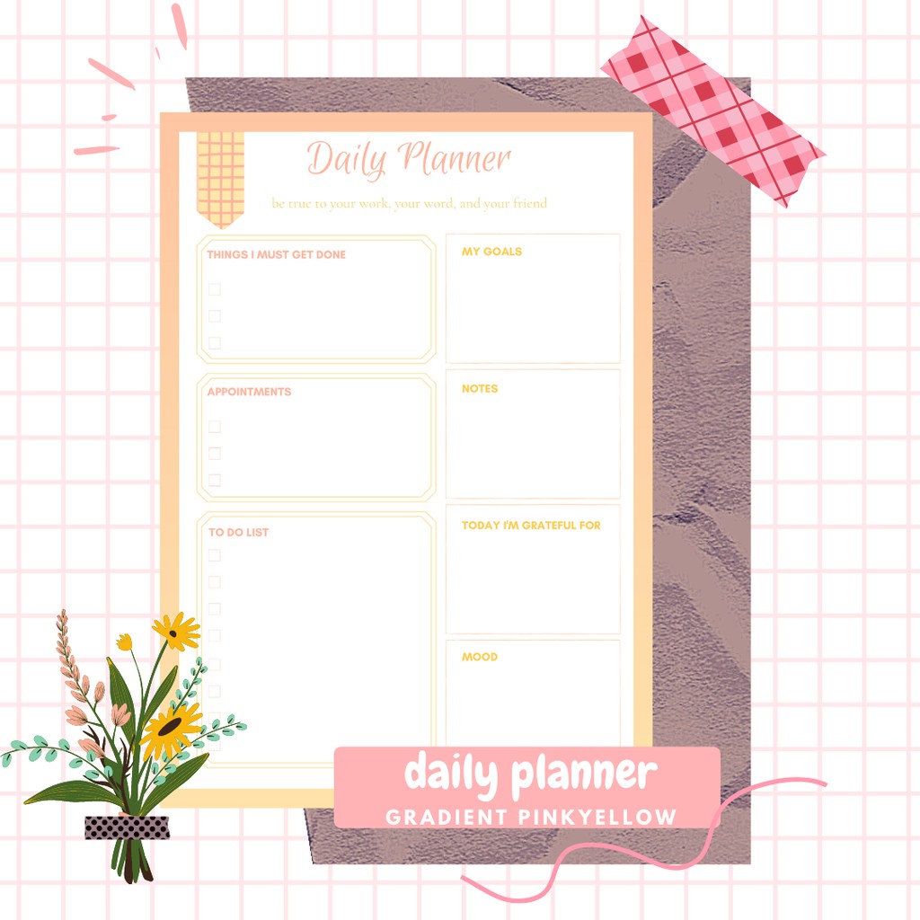 

A5 Daily Planner Gradient Insert Isi Binder Bullet Journal Aesthetic set 1 Bulan Passionerie