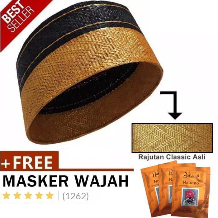 ⭐⭐⭐⭐⭐ ASLI Songkok Recca Bugis Bone Makassar - Khas Rajutan Klasik Emas Diskon