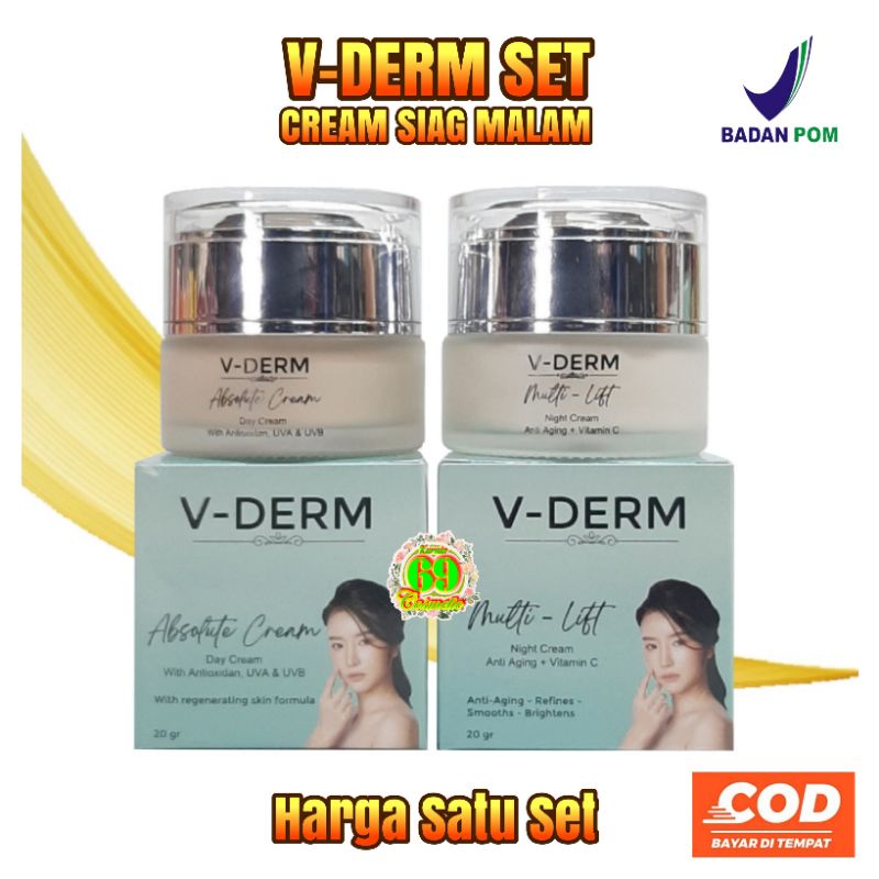 CREAM SET V-DERM ABSOLUTE SIANG MALAM BPOM