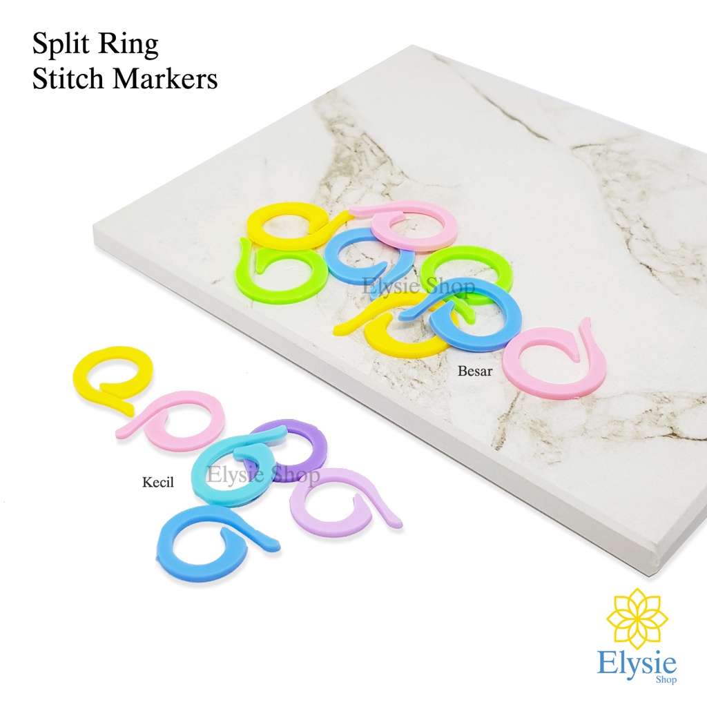 Split Ring Stitch Markers - Penanda Rajut Plastik Koma (10pcs)
