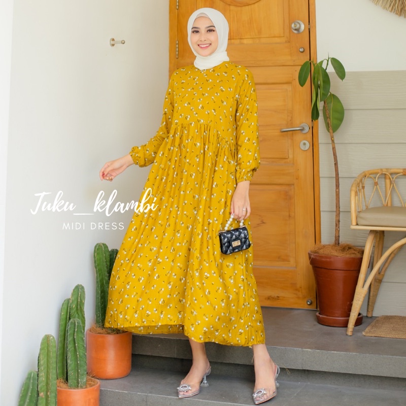 Midi Dress Terbaru 2022 Kekinian Jumbo Ld 130 120 140 Gamis Busui