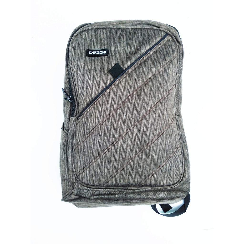 Tas Ransel Cowok Carboni Kanvas Coklat Susu