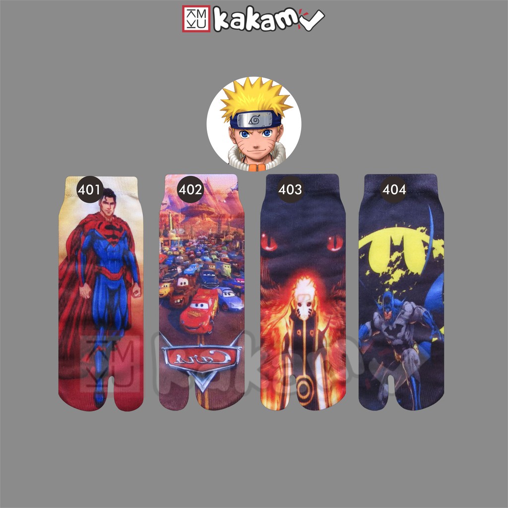 Kaos Kaki Jempol Anak Printing Karakter Superman, Cars, Naruto, Batman 21