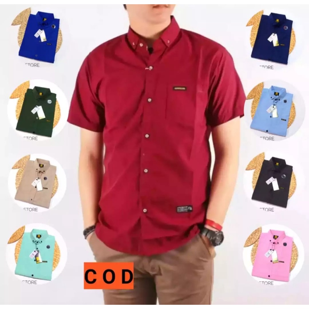 Kemeja polos Casual Pria Lengan pendek Bahan Cotton Oxford BEST QUALITY